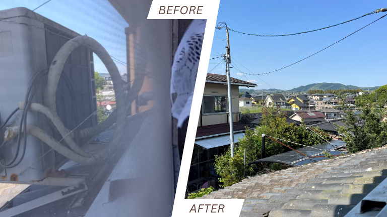 【作業実績】2026年5月 鹿児島市吉野町にて一軒家2階の屋根上にあるエアコンを無料回収いたしました